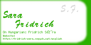 sara fridrich business card